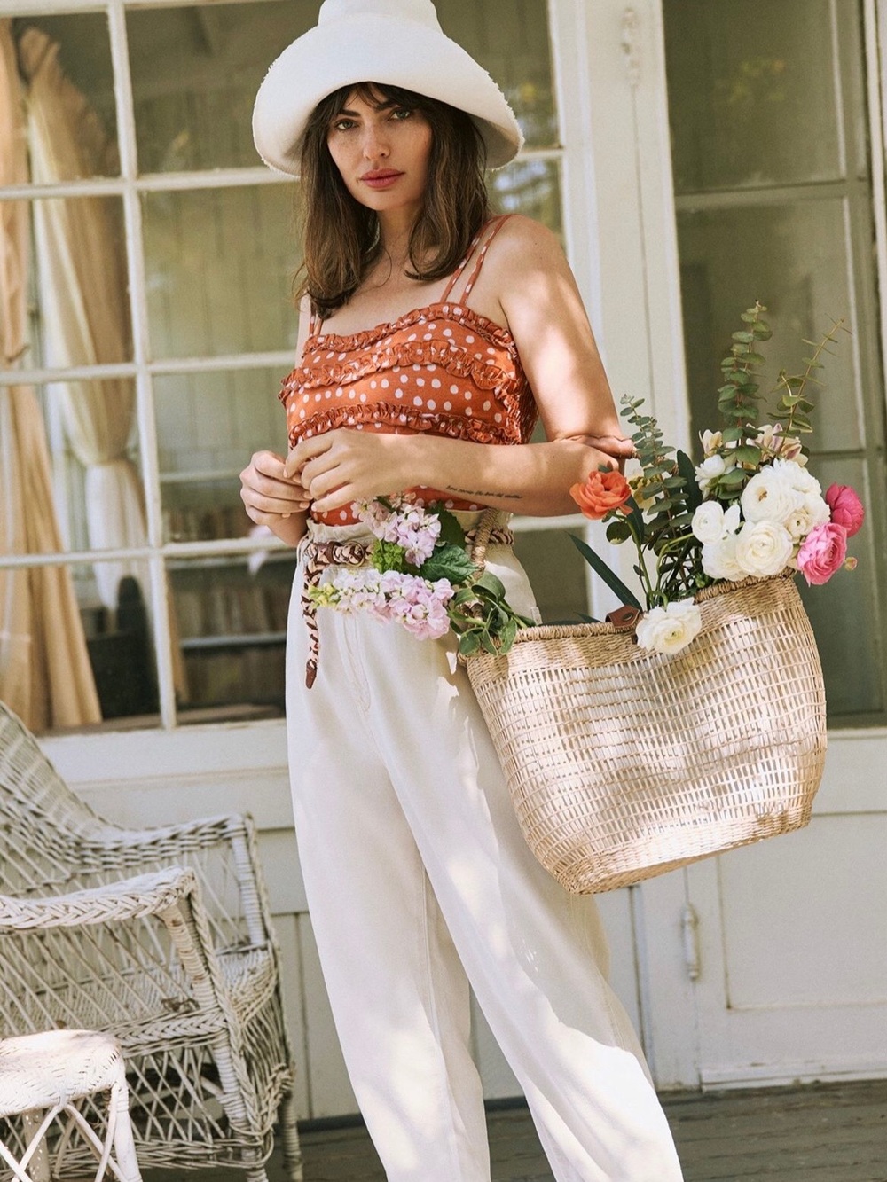 Anthropologie Frayed-Edge Wide Brim Sun Hat in White - Picture 5 of 8